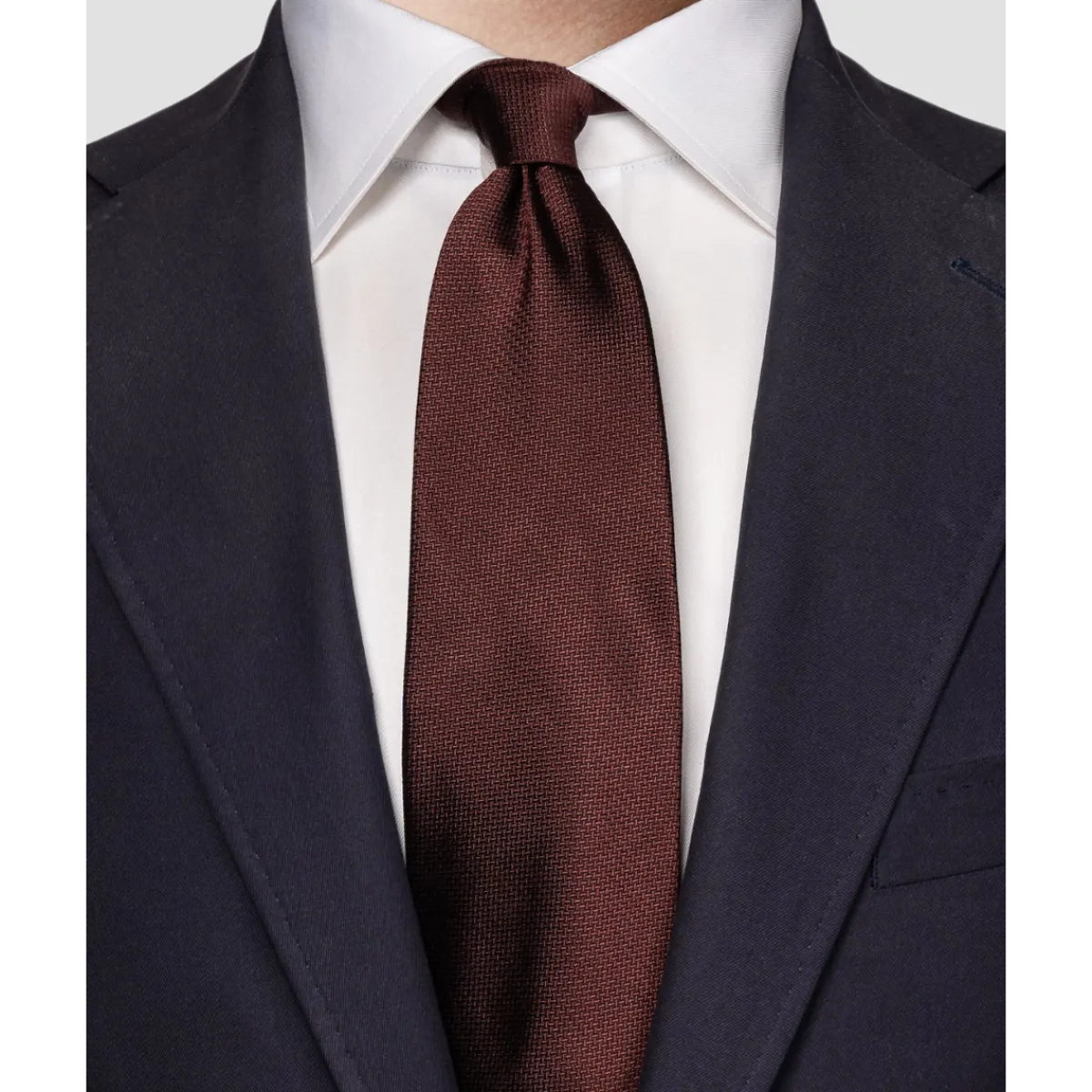 Clearance Eton Solid Woven Silk Tie - Red