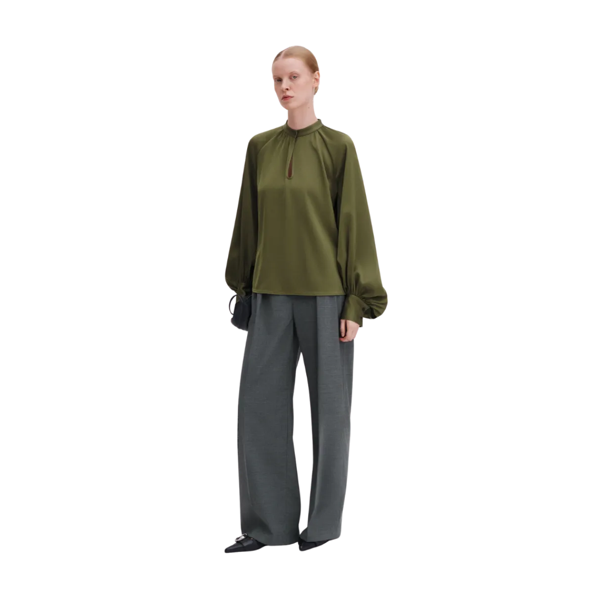 Sale Filippa K Stand Collar Blouse - Laurel Green