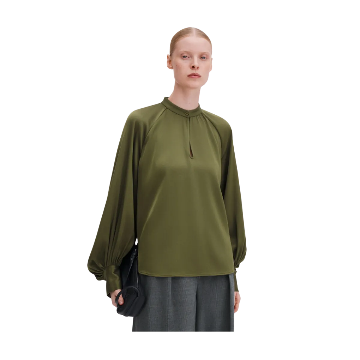 Sale Filippa K Stand Collar Blouse - Laurel Green