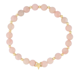 Online DARK Department Stone Bead Bracelet 6 mm W/Gold Beads - Rose