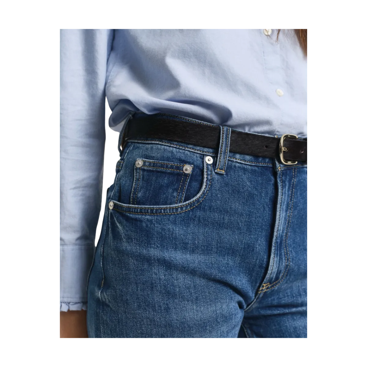 Online Gant Straight Stretch Jeans - Mid Blue Broken In
