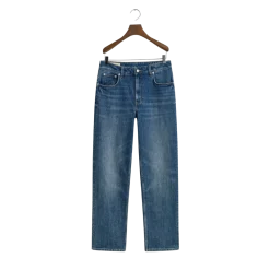 Online Gant Straight Stretch Jeans - Mid Blue Broken In