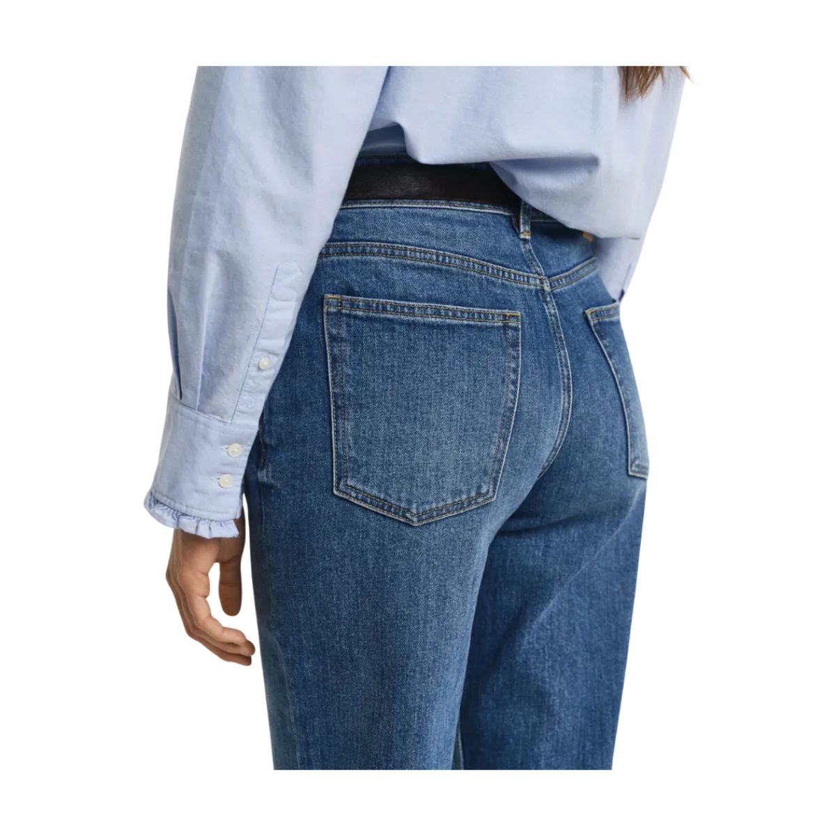 Online Gant Straight Stretch Jeans - Mid Blue Broken In