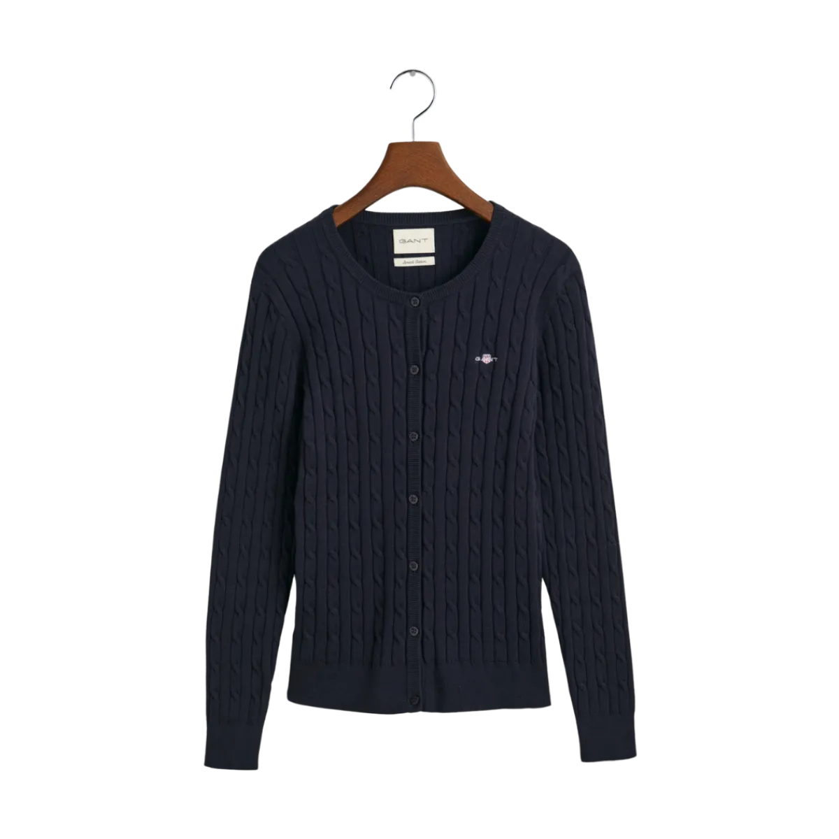 Best Gant Stretch Cotton Cable Knit Cardigan - Evening Blue