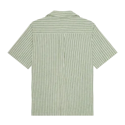 Clearance Les Deux Stripe Cotton-inen SS Shirt - Artichoke Green