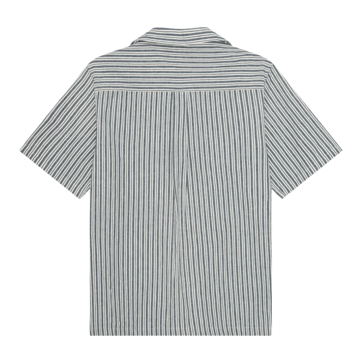 Discount Les Deux Stripe Cotton-inen SS Shirt - Dark Denim Bue