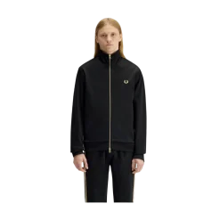 Hot Fred Perry tripe Tape Track Jacket - Black/Champagne