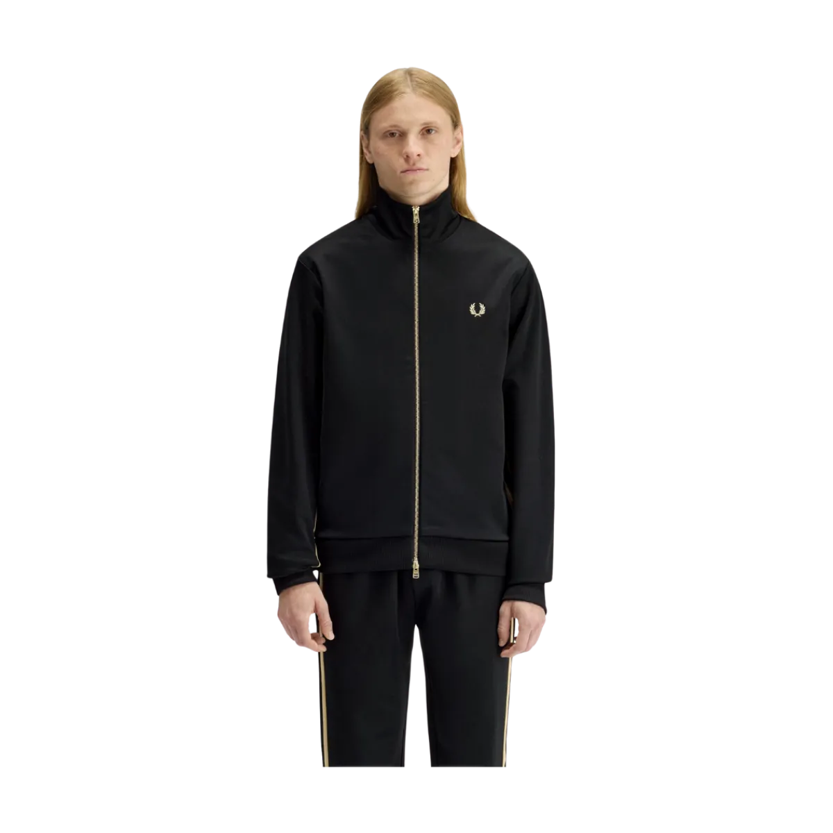 Hot Fred Perry tripe Tape Track Jacket - Black/Champagne