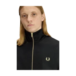 Hot Fred Perry tripe Tape Track Jacket - Black/Champagne