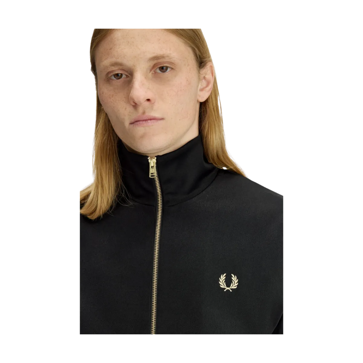 Hot Fred Perry tripe Tape Track Jacket - Black/Champagne