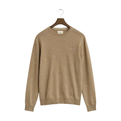 Gant Superfine Lambswool C-Neck - Dark Sand Melange