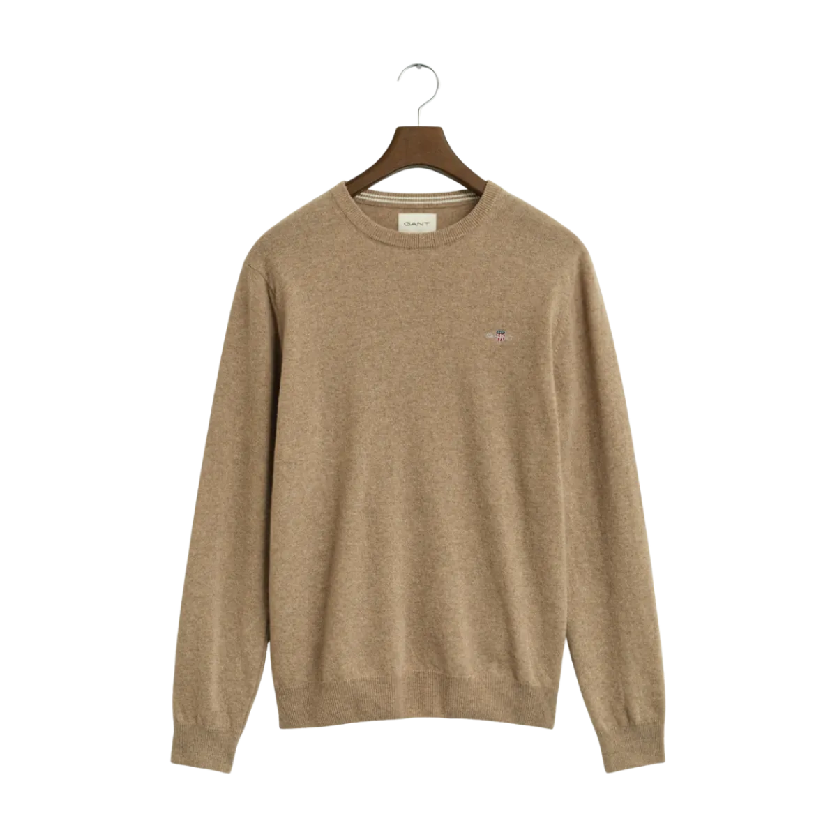 Gant Superfine Lambswool C-Neck - Dark Sand Melange