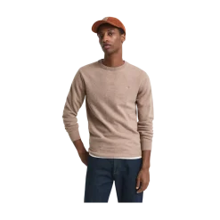 Gant Superfine Lambswool C-Neck - Dark Sand Melange
