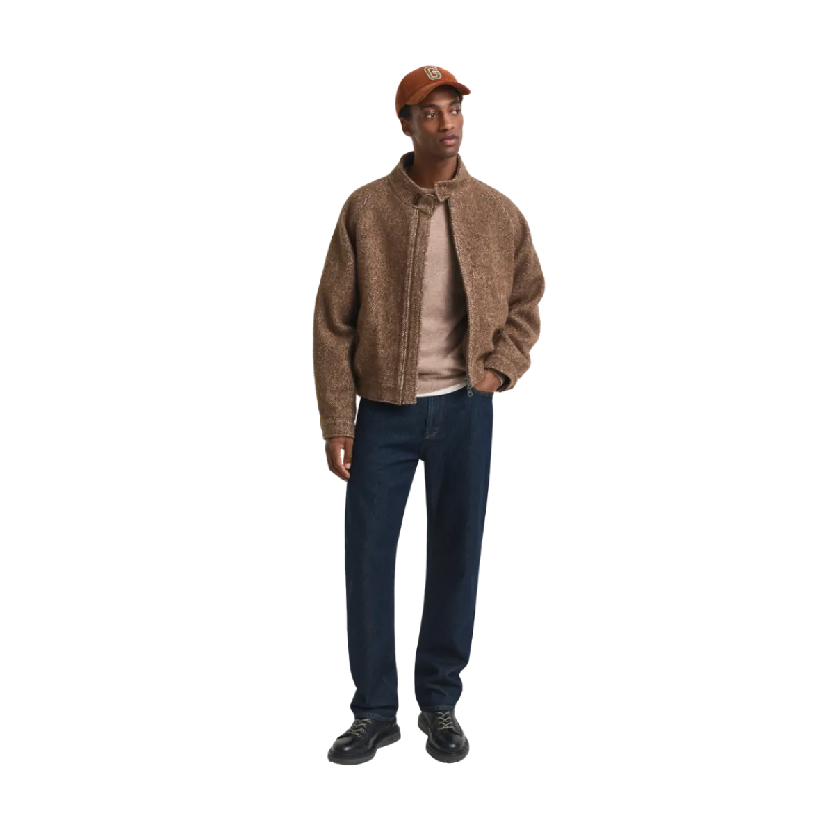 Gant Superfine Lambswool C-Neck - Dark Sand Melange