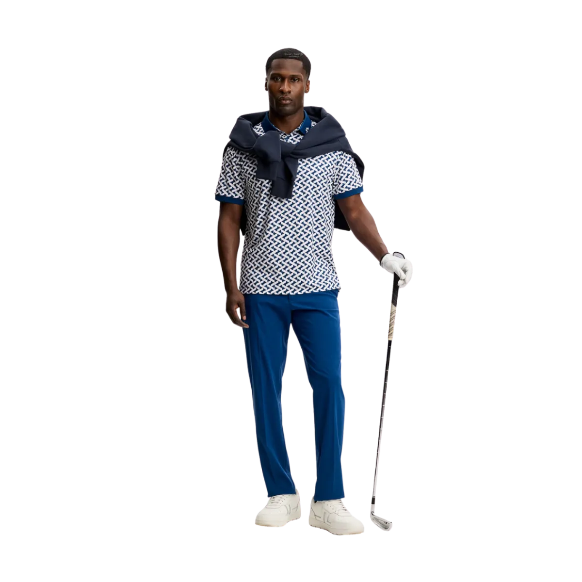 Hot J.Lindeberg Tour Tech Print Polo - Ladder Etate White