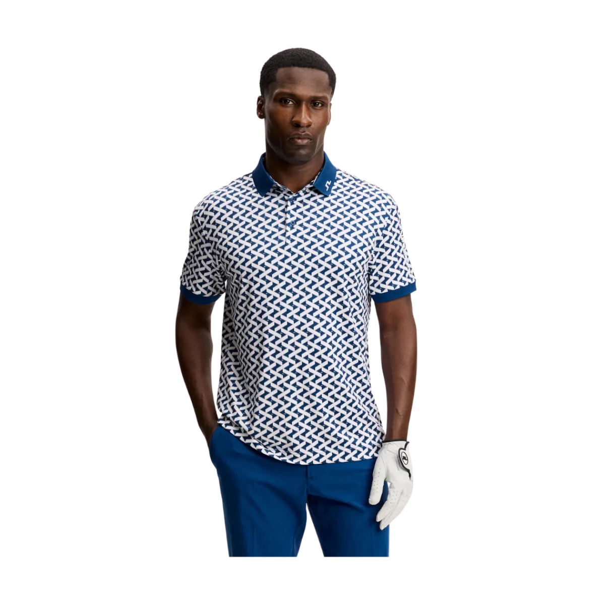 Hot J.Lindeberg Tour Tech Print Polo - Ladder Etate White