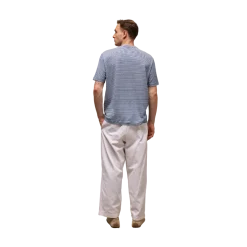 New Wool & Co T-Shirt Giro Rigata ino Cotone - Avio