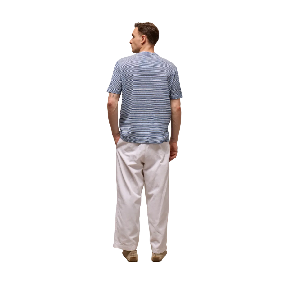 New Wool & Co T-Shirt Giro Rigata ino Cotone - Avio
