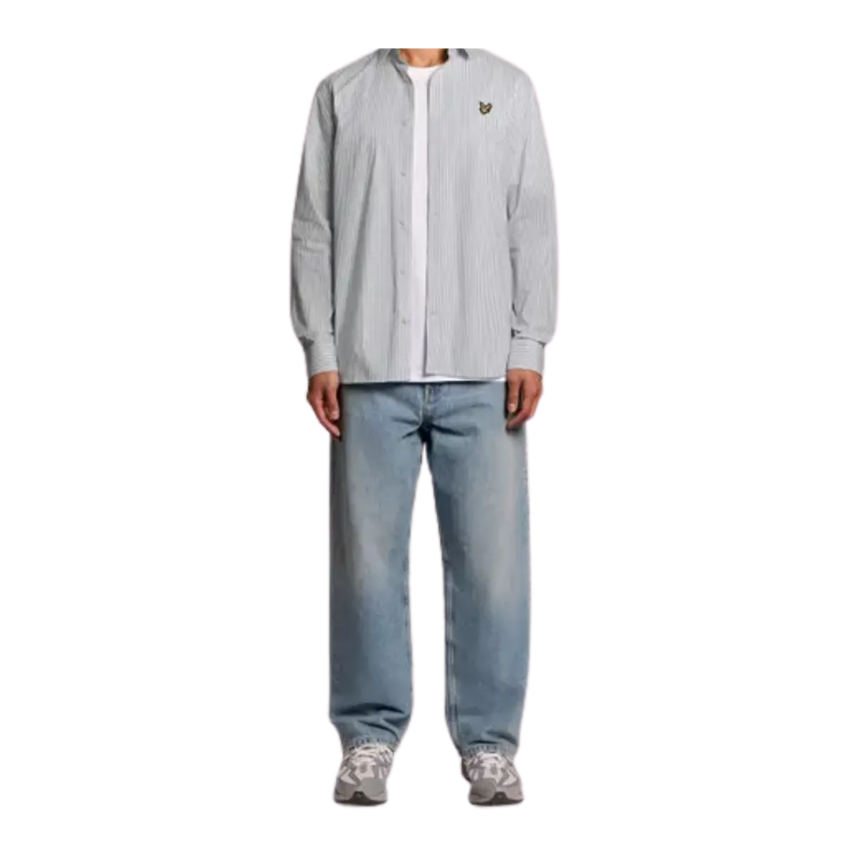 Hot Lyle & Scott Twin tripe hirt - White/ Dark Navy