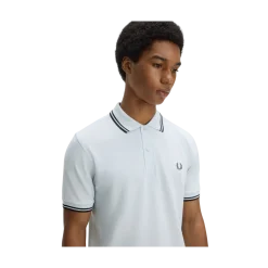 Outlet Fred Perry Twin Tipped FP hirt - Light Ice / Anchor Grey / Anch