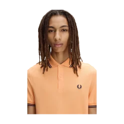 Discount Fred Perry Twin Tipped FP hirt - Peach / French Navy / French N