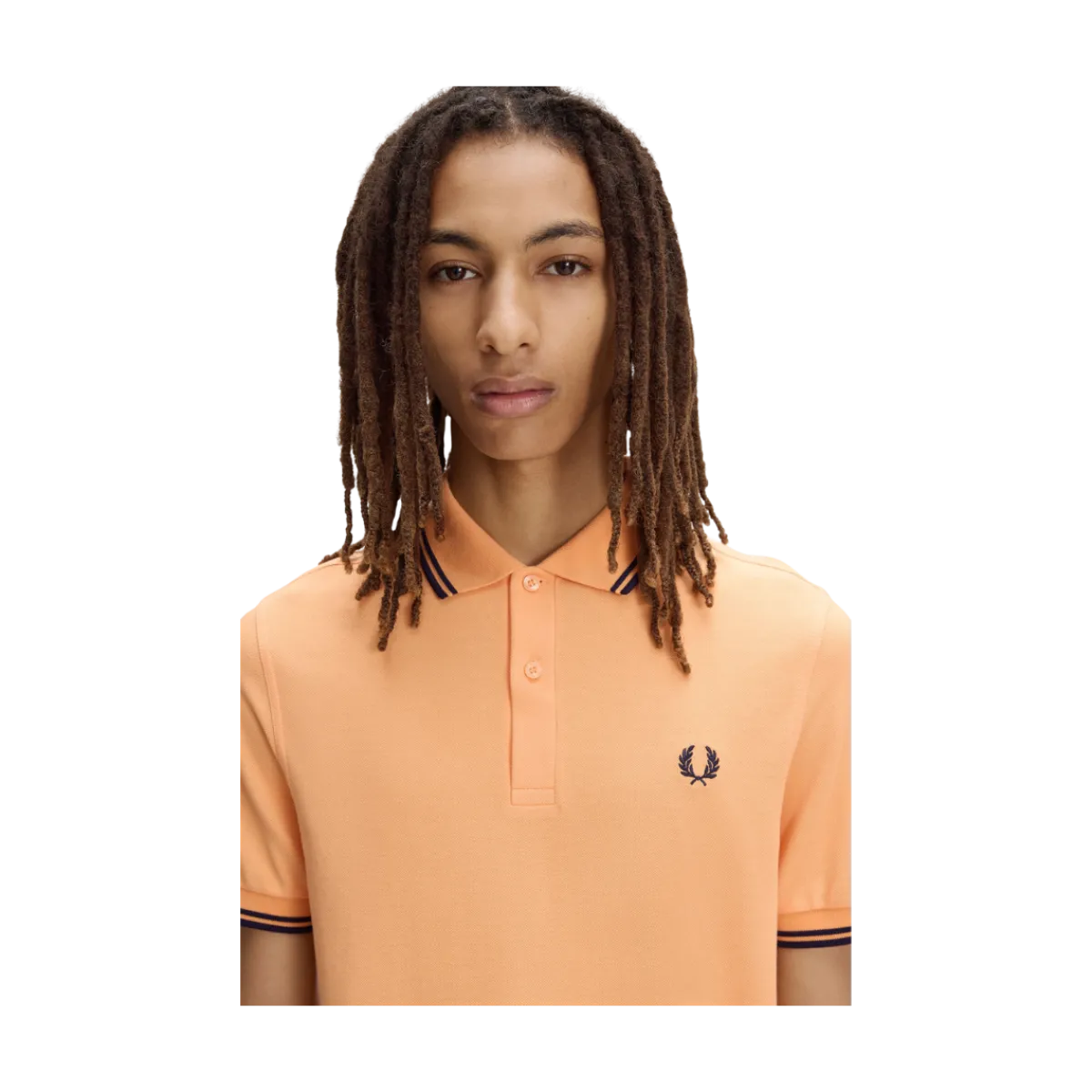 Discount Fred Perry Twin Tipped FP hirt - Peach / French Navy / French N