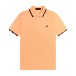 Discount Fred Perry Twin Tipped FP hirt - Peach / French Navy / French N