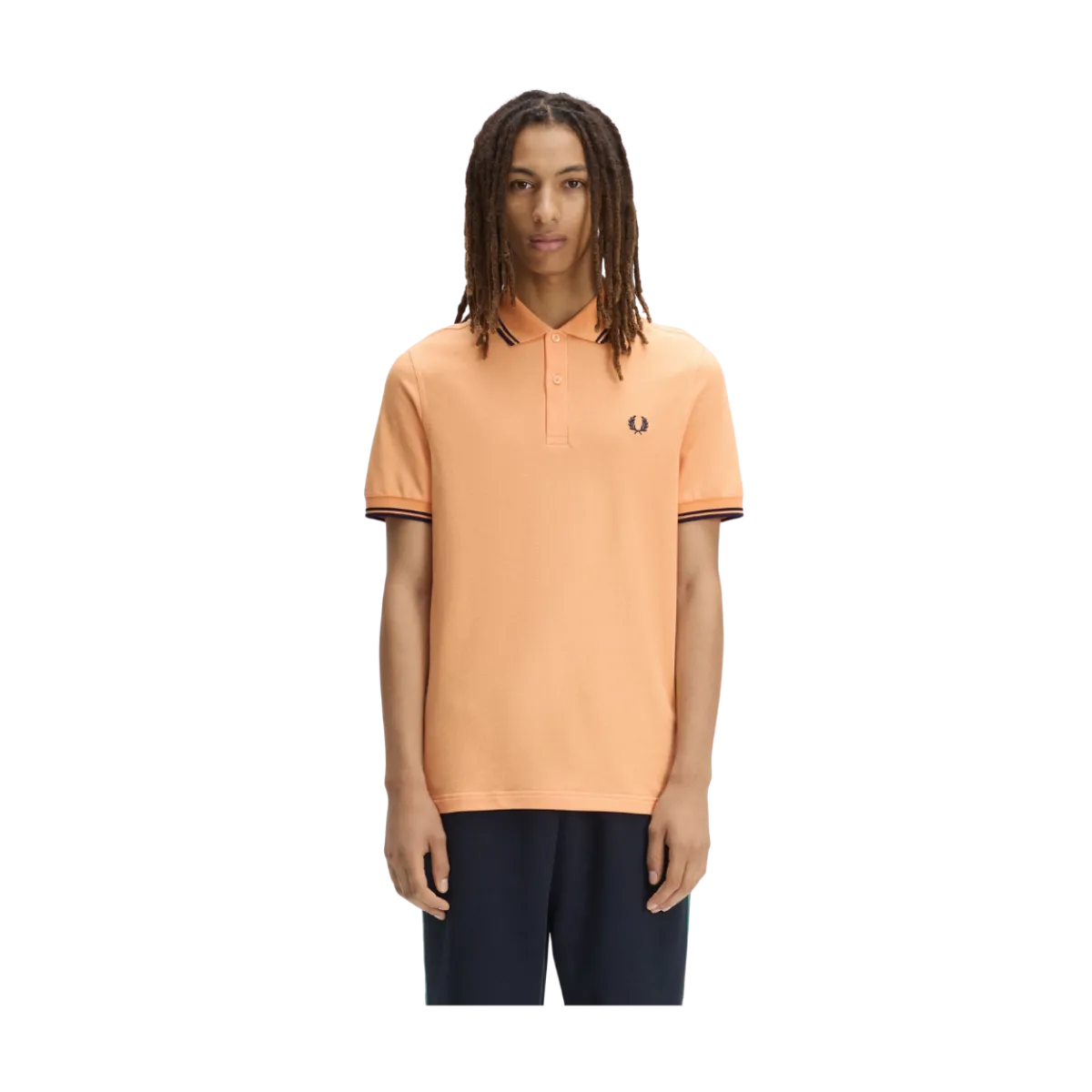Discount Fred Perry Twin Tipped FP hirt - Peach / French Navy / French N