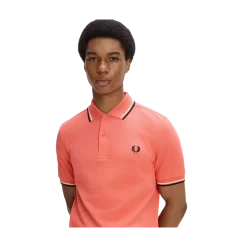 Hot Fred Perry Twin Tipped FP hirt - trawberry Crea / Ecru / Blac