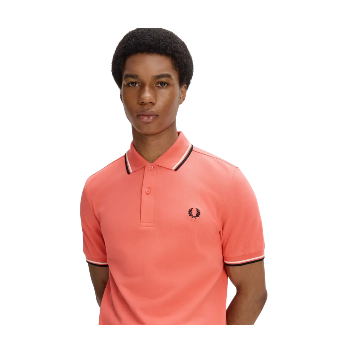 Hot Fred Perry Twin Tipped FP hirt - trawberry Crea / Ecru / Blac