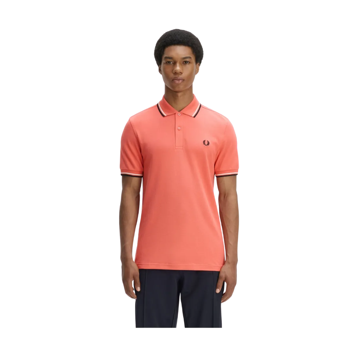 Hot Fred Perry Twin Tipped FP hirt - trawberry Crea / Ecru / Blac