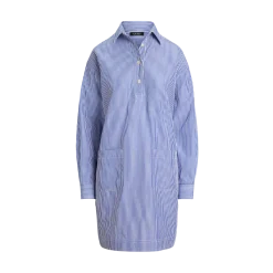 New Lauren Woven Shirt Dress - Blue/White