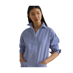 New Lauren Woven Shirt Dress - Blue/White