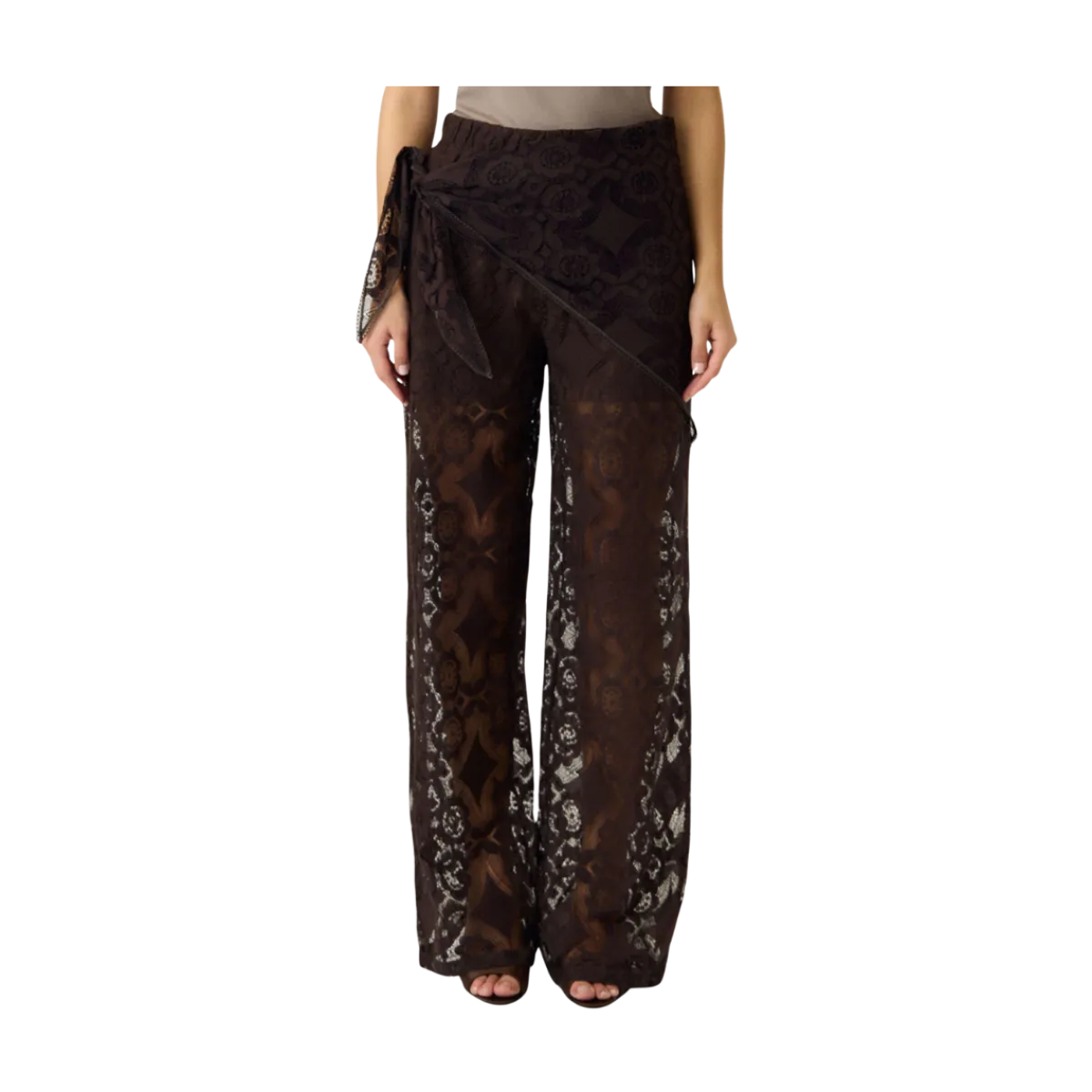 Best YAS Almi Scarf Lace Pant - Coffee Bean