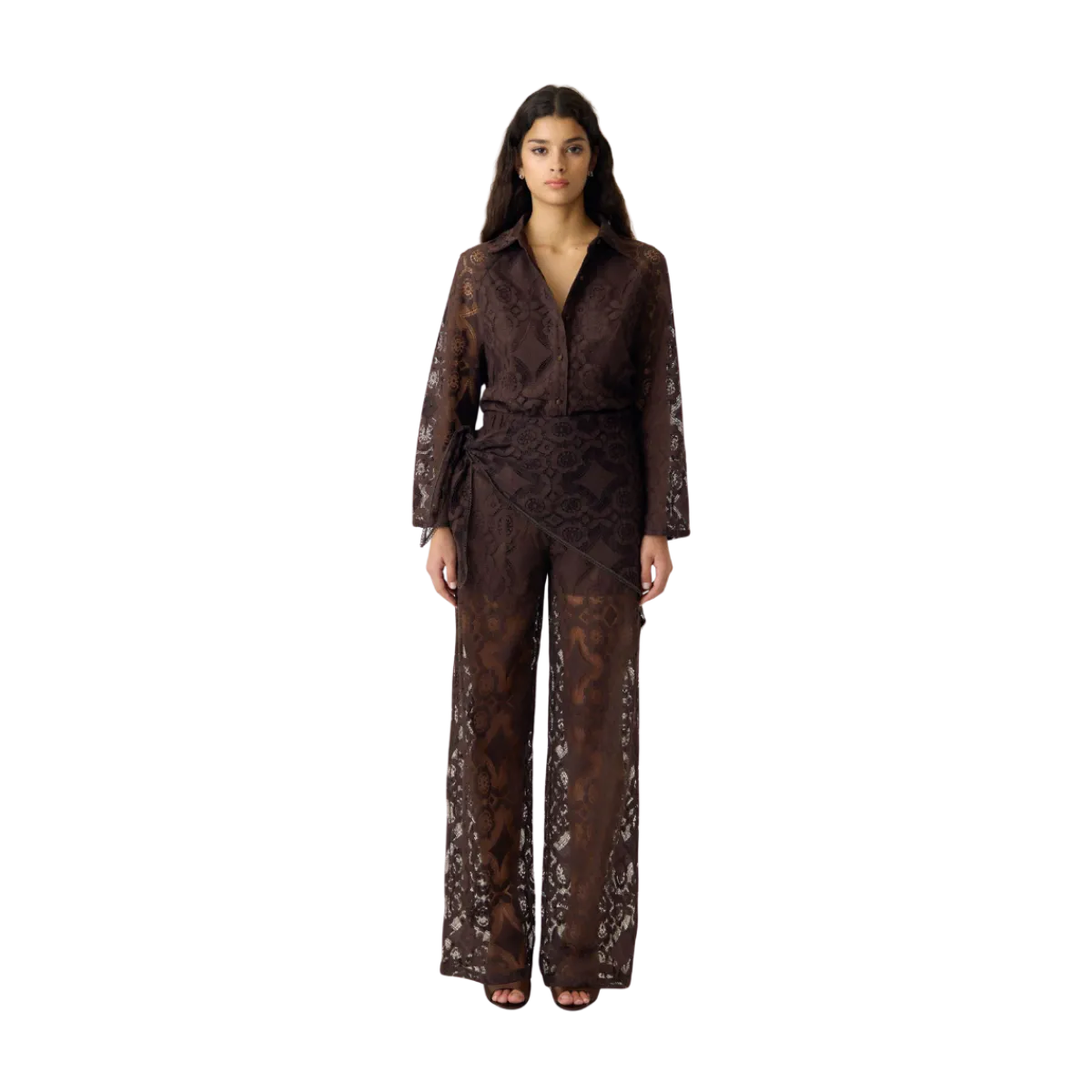 Best YAS Almi Scarf Lace Pant - Coffee Bean