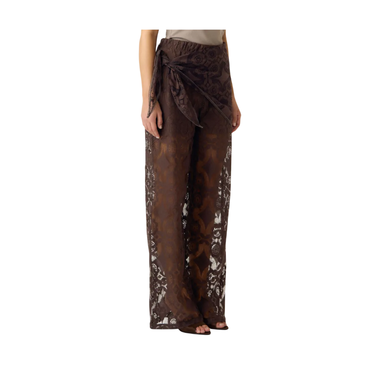 Best YAS Almi Scarf Lace Pant - Coffee Bean