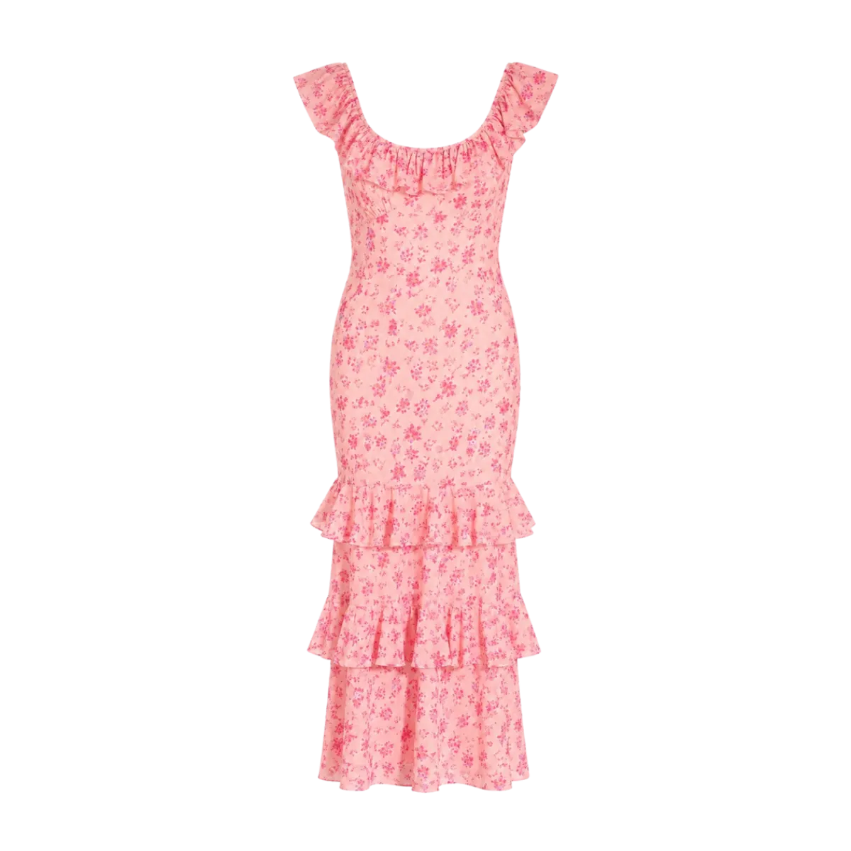 Discount YAS Cleo SL Maxi Dress - Strawberry Ice/Ditsy Prin