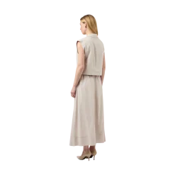 Clearance YAS Usuma Linen Blend Long Skirt - White Pepper
