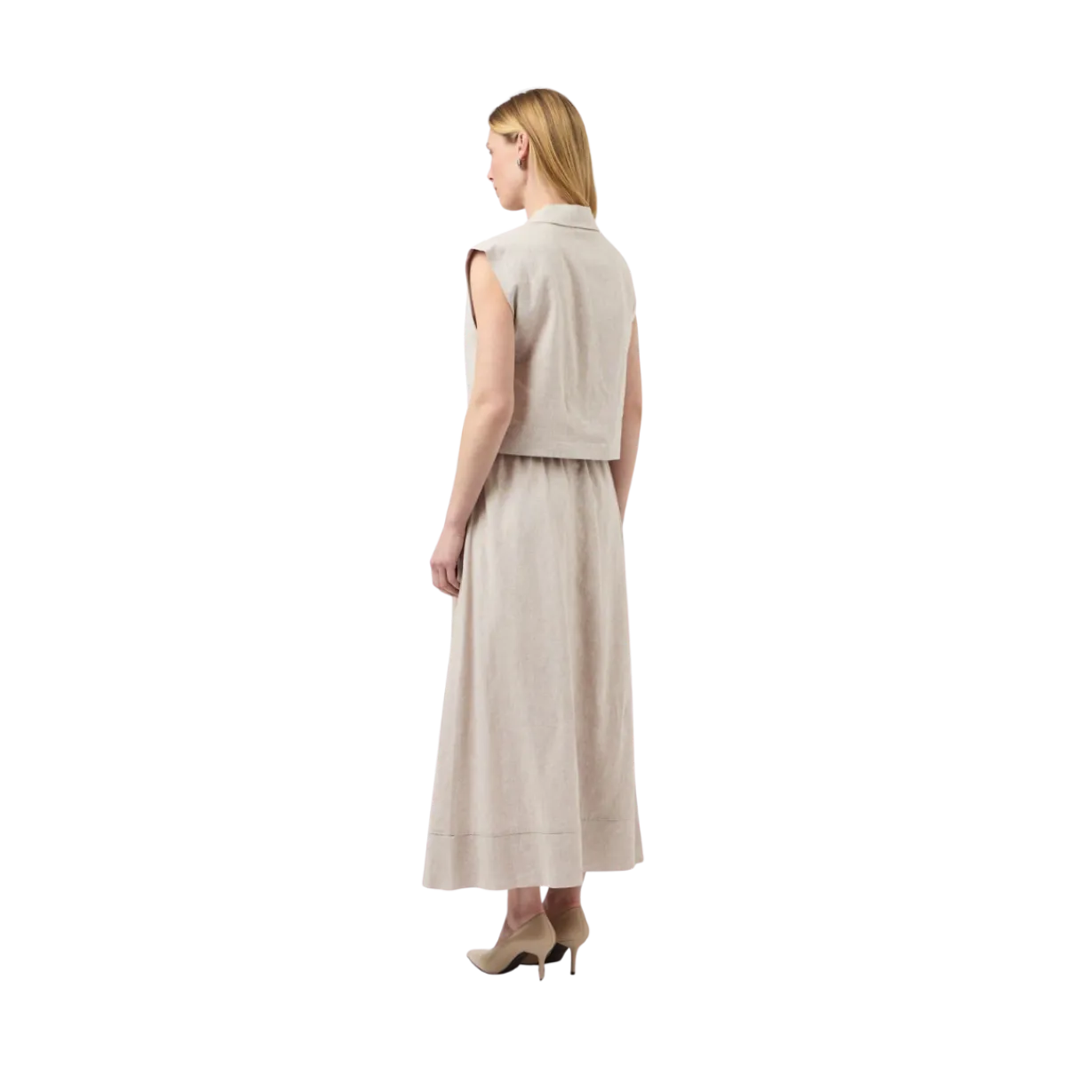 Clearance YAS Usuma Linen Blend Long Skirt - White Pepper