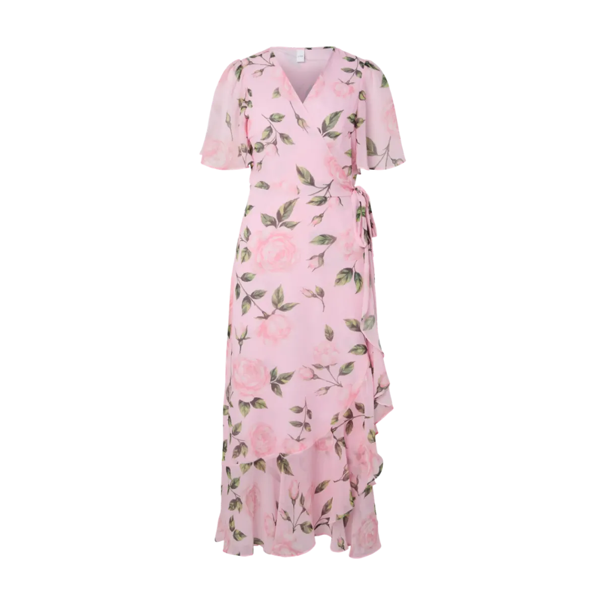 Online YAS Veneda SS Maxi Wrap Dress - Pink Lady/Veneda Pri
