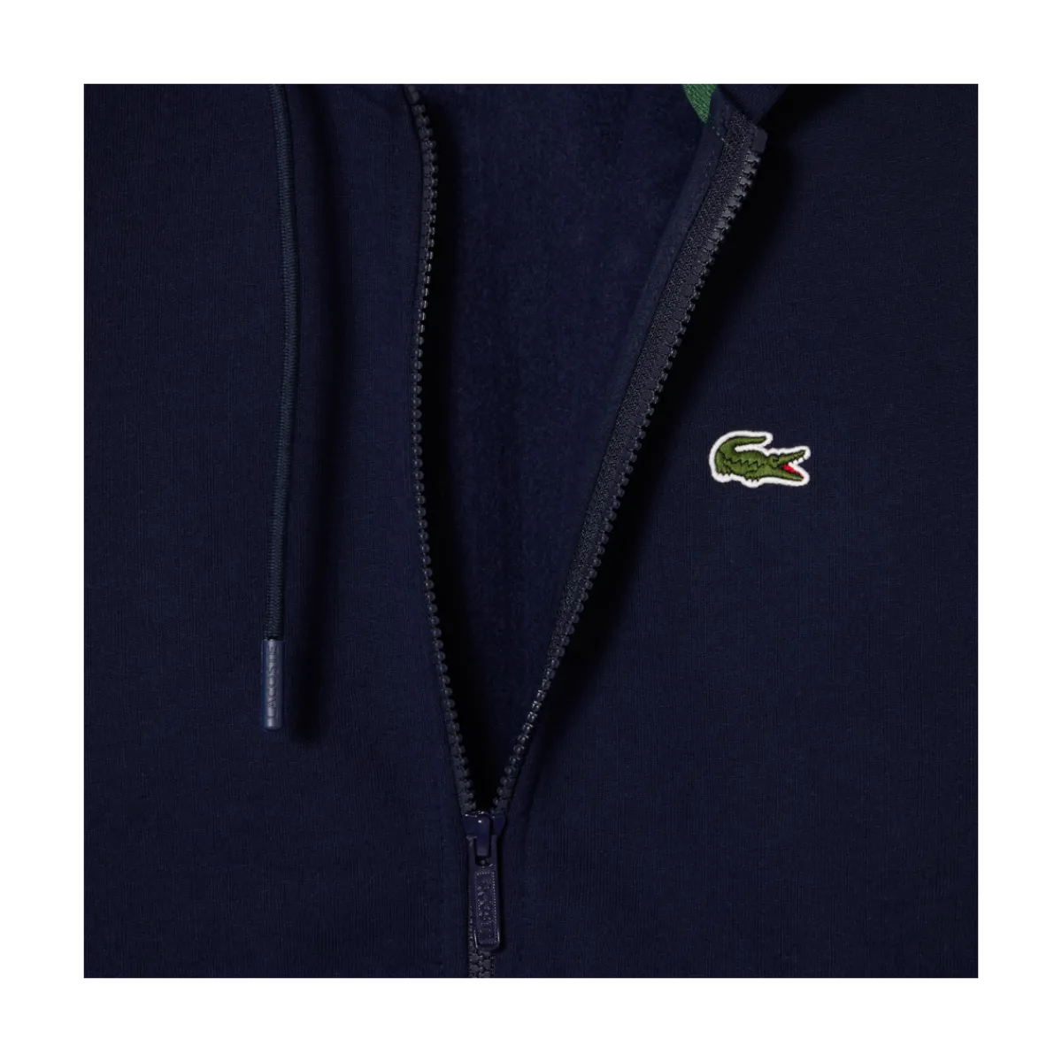 Best Lacoste Zip-Through Hooded Sweatshirt - Navy Bue