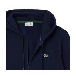 Best Lacoste Zip-Through Hooded Sweatshirt - Navy Bue